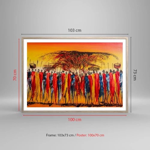 Poster in light oak frame - Marching in the Rhythm of Tam-tam - 100x70 cm