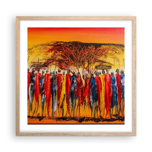 Poster in light oak frame - Marching in the Rhythm of Tam-tam - 50x50 cm