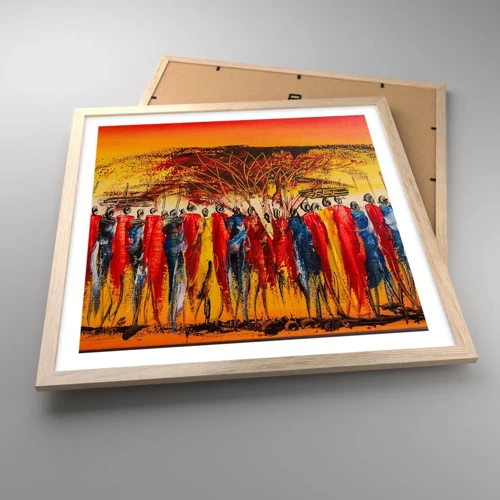 Poster in light oak frame - Marching in the Rhythm of Tam-tam - 50x50 cm