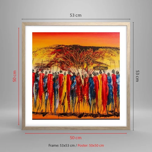 Poster in light oak frame - Marching in the Rhythm of Tam-tam - 50x50 cm