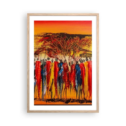 Poster in light oak frame - Marching in the Rhythm of Tam-tam - 50x70 cm