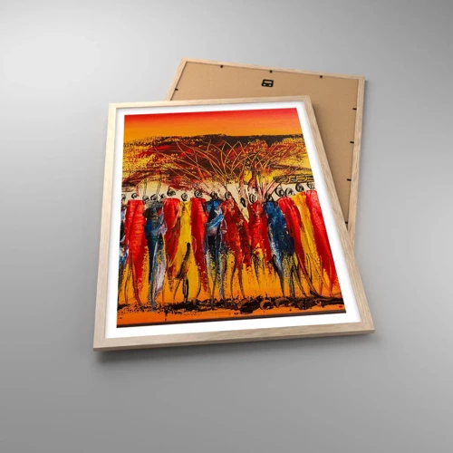 Poster in light oak frame - Marching in the Rhythm of Tam-tam - 50x70 cm