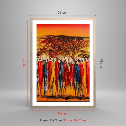 Poster in light oak frame - Marching in the Rhythm of Tam-tam - 50x70 cm