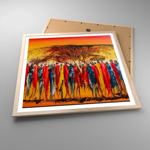 Poster in light oak frame - Marching in the Rhythm of Tam-tam - 60x60 cm