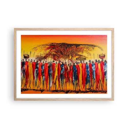 Poster in light oak frame - Marching in the Rhythm of Tam-tam - 70x50 cm