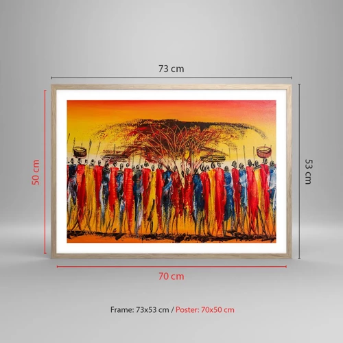 Poster in light oak frame - Marching in the Rhythm of Tam-tam - 70x50 cm