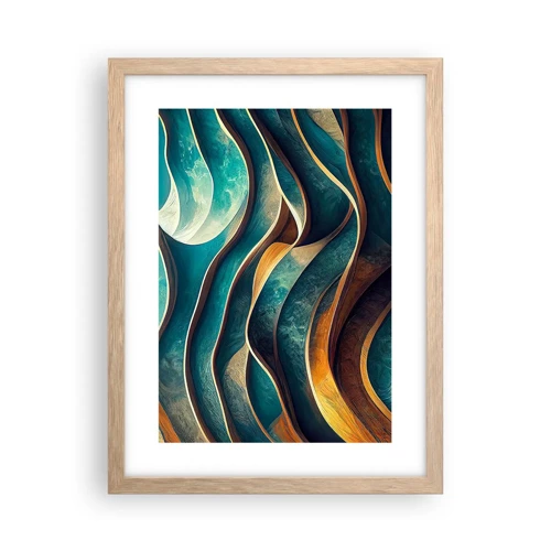 Poster in light oak frame - Meanderings of Blue - 30x40 cm