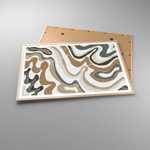 Poster in light oak frame - Meanders of Earth Colours - 100x70 cm