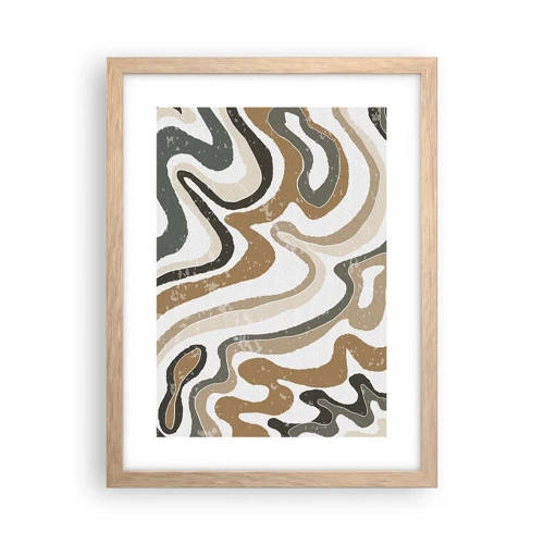 Poster in light oak frame - Meanders of Earth Colours - 30x40 cm