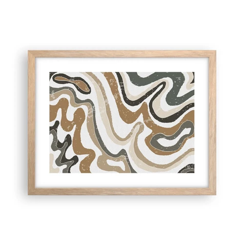 Poster in light oak frame - Meanders of Earth Colours - 40x30 cm