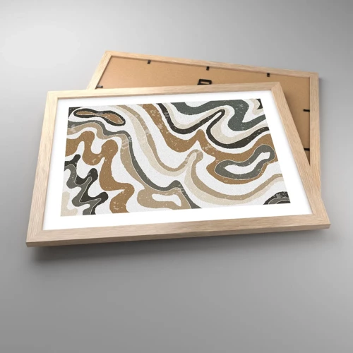 Poster in light oak frame - Meanders of Earth Colours - 40x30 cm