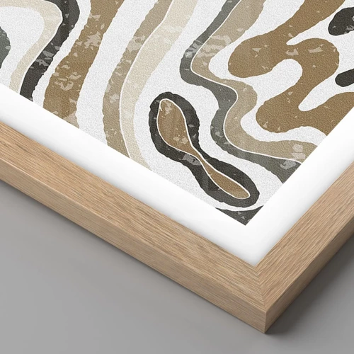 Poster in light oak frame - Meanders of Earth Colours - 40x30 cm