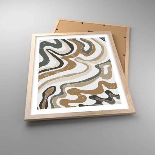 Poster in light oak frame - Meanders of Earth Colours - 40x50 cm