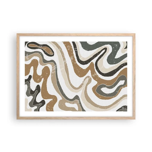 Poster in light oak frame - Meanders of Earth Colours - 70x50 cm