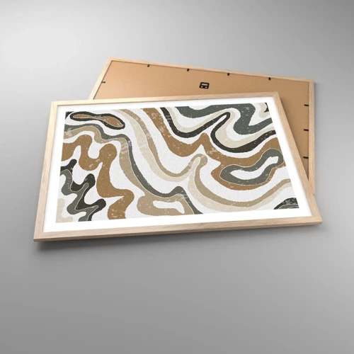 Poster in light oak frame - Meanders of Earth Colours - 70x50 cm