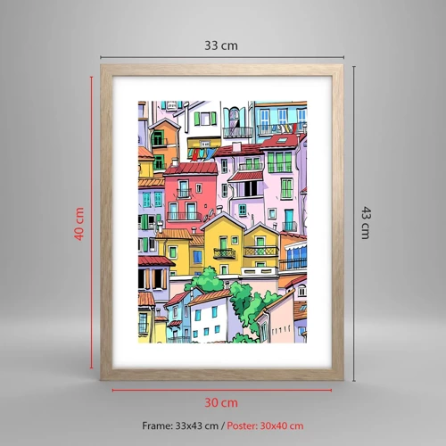 Poster in light oak frame - Merry City - 30x40 cm