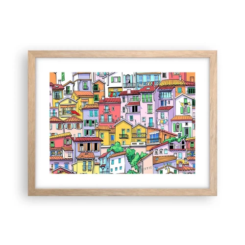 Poster in light oak frame - Merry City - 40x30 cm