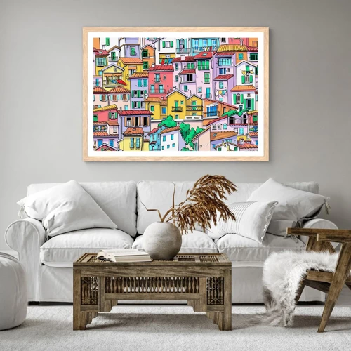 Poster in light oak frame - Merry City - 91x61 cm