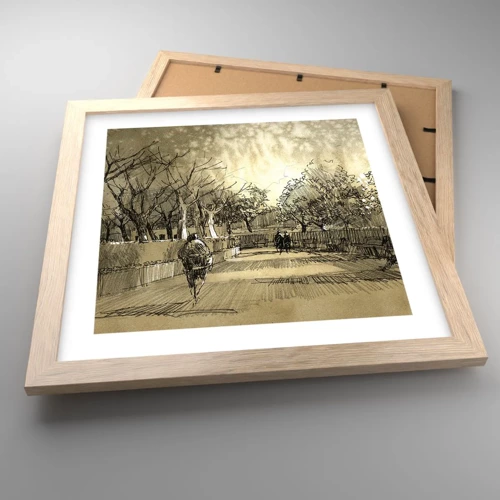 Poster in light oak frame - Moment Stopped with a Feather - 30x30 cm