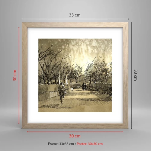 Poster in light oak frame - Moment Stopped with a Feather - 30x30 cm