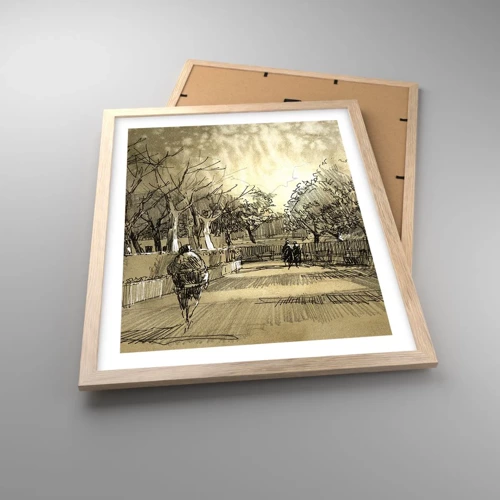 Poster in light oak frame - Moment Stopped with a Feather - 40x50 cm