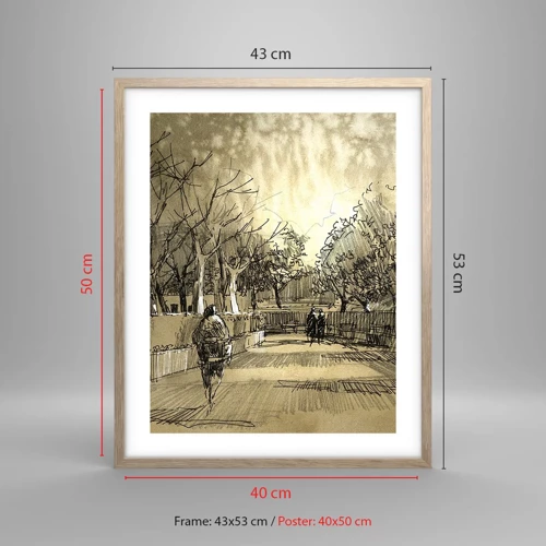 Poster in light oak frame - Moment Stopped with a Feather - 40x50 cm