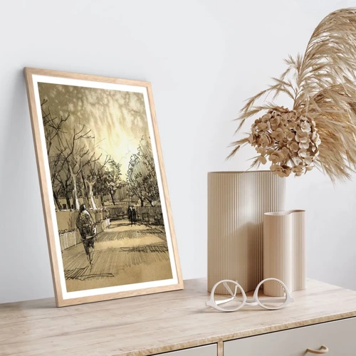 Poster in light oak frame - Moment Stopped with a Feather - 40x50 cm