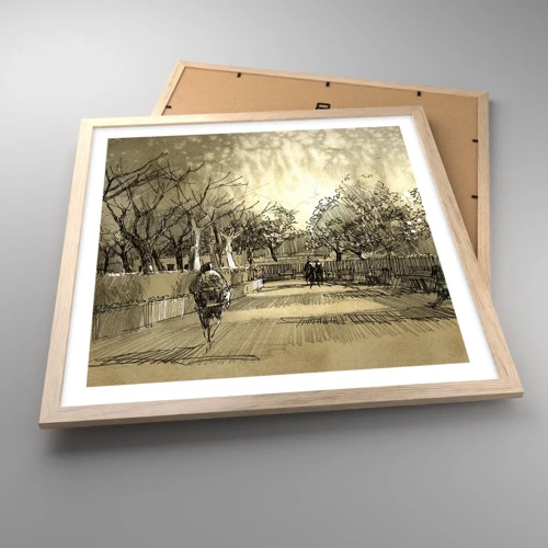 Poster in light oak frame - Moment Stopped with a Feather - 50x50 cm