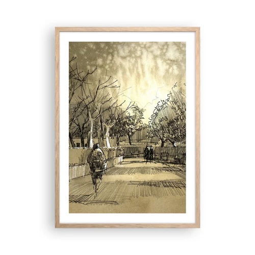 Poster in light oak frame - Moment Stopped with a Feather - 50x70 cm