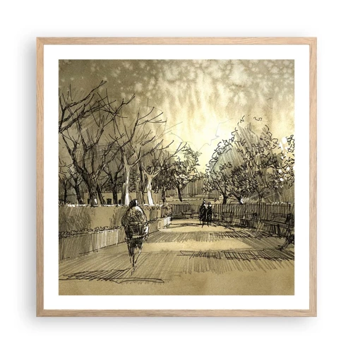 Poster in light oak frame - Moment Stopped with a Feather - 60x60 cm