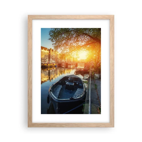 Poster in light oak frame - Morning in Amsterdam - 30x40 cm