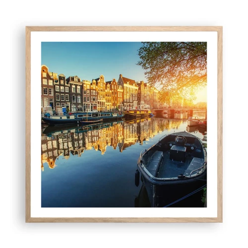 Poster in light oak frame - Morning in Amsterdam - 60x60 cm