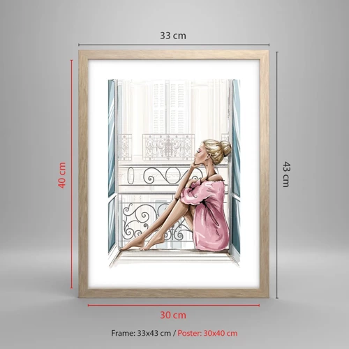 Poster in light oak frame - Morning in Paris - 30x40 cm