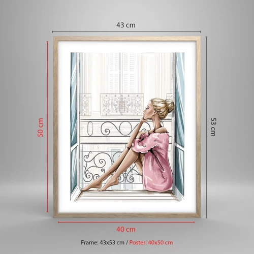 Poster in light oak frame - Morning in Paris - 40x50 cm