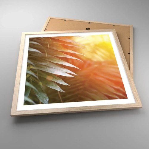 Poster in light oak frame - Morning in the Jungle - 50x50 cm