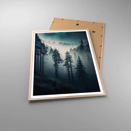 Poster in light oak frame - Morning in the Mountains - 70x100 cm