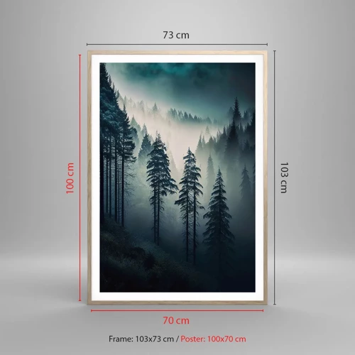 Poster in light oak frame - Morning in the Mountains - 70x100 cm