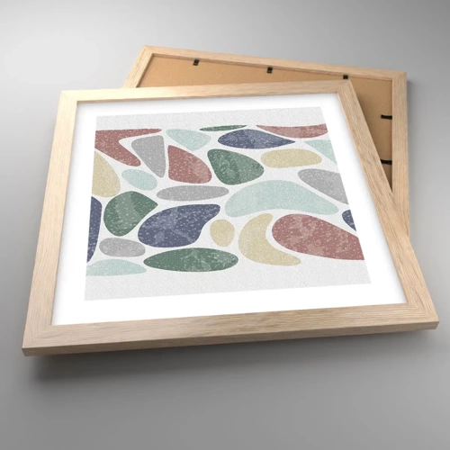 Poster in light oak frame - Mosaic of Powdered Colours - 30x30 cm