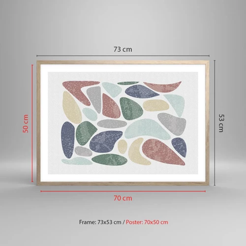Poster in light oak frame - Mosaic of Powdered Colours - 70x50 cm