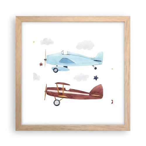 Poster in light oak frame - Mr Pilot We Are Waiting! - 30x30 cm