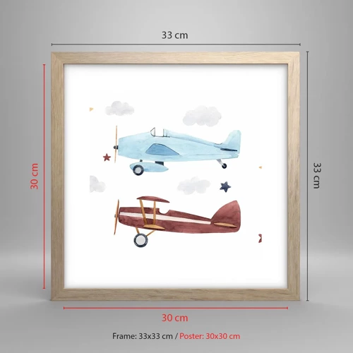 Poster in light oak frame - Mr Pilot We Are Waiting! - 30x30 cm