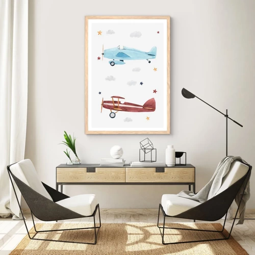 Poster in light oak frame - Mr Pilot We Are Waiting! - 30x40 cm