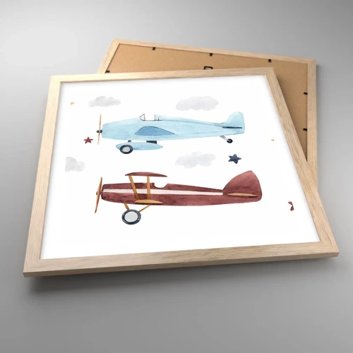 Poster in light oak frame - Mr Pilot We Are Waiting! - 40x40 cm