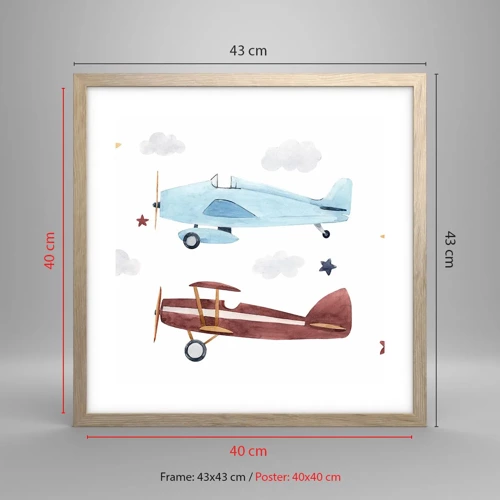 Poster in light oak frame - Mr Pilot We Are Waiting! - 40x40 cm