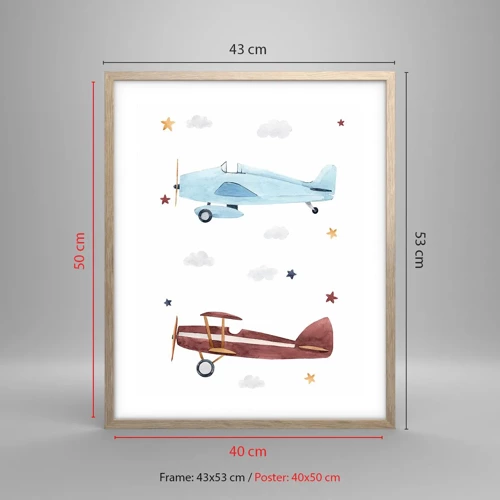 Poster in light oak frame - Mr Pilot We Are Waiting! - 40x50 cm