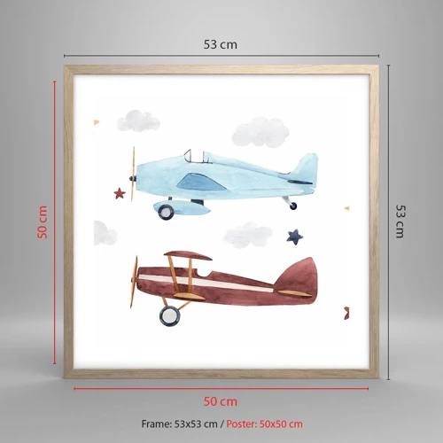 Poster in light oak frame - Mr Pilot We Are Waiting! - 50x50 cm