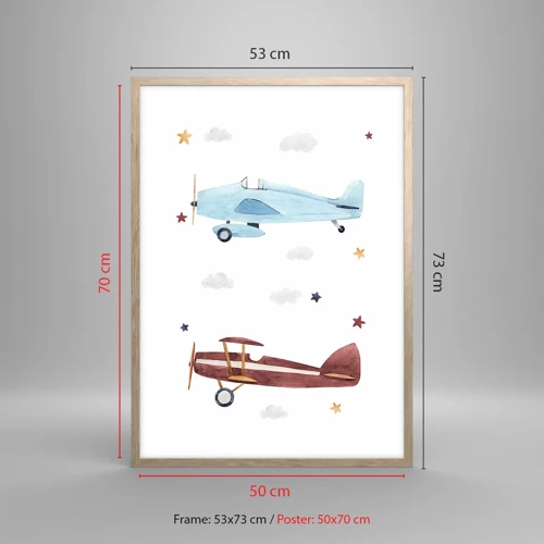 Poster in light oak frame - Mr Pilot We Are Waiting! - 50x70 cm