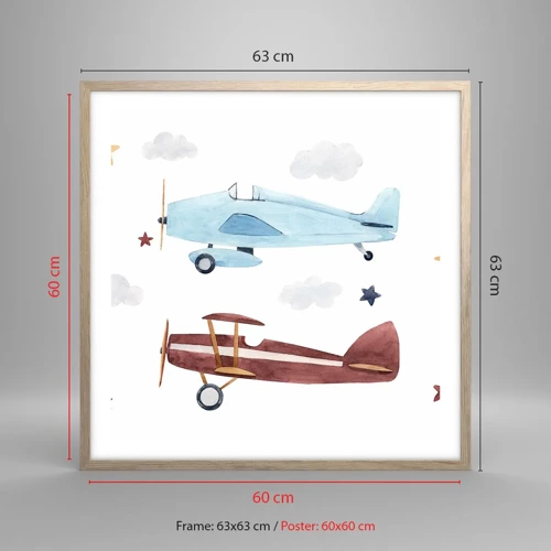 Poster in light oak frame - Mr Pilot We Are Waiting! - 60x60 cm