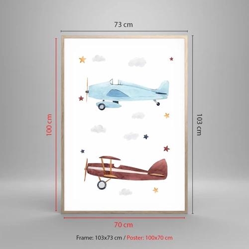 Poster in light oak frame - Mr Pilot We Are Waiting! - 70x100 cm