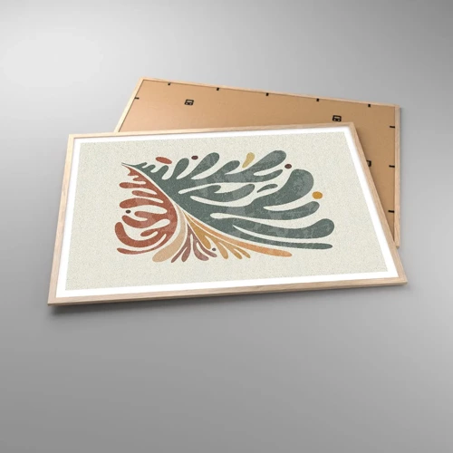 Poster in light oak frame - Multicolour Leaf - 100x70 cm